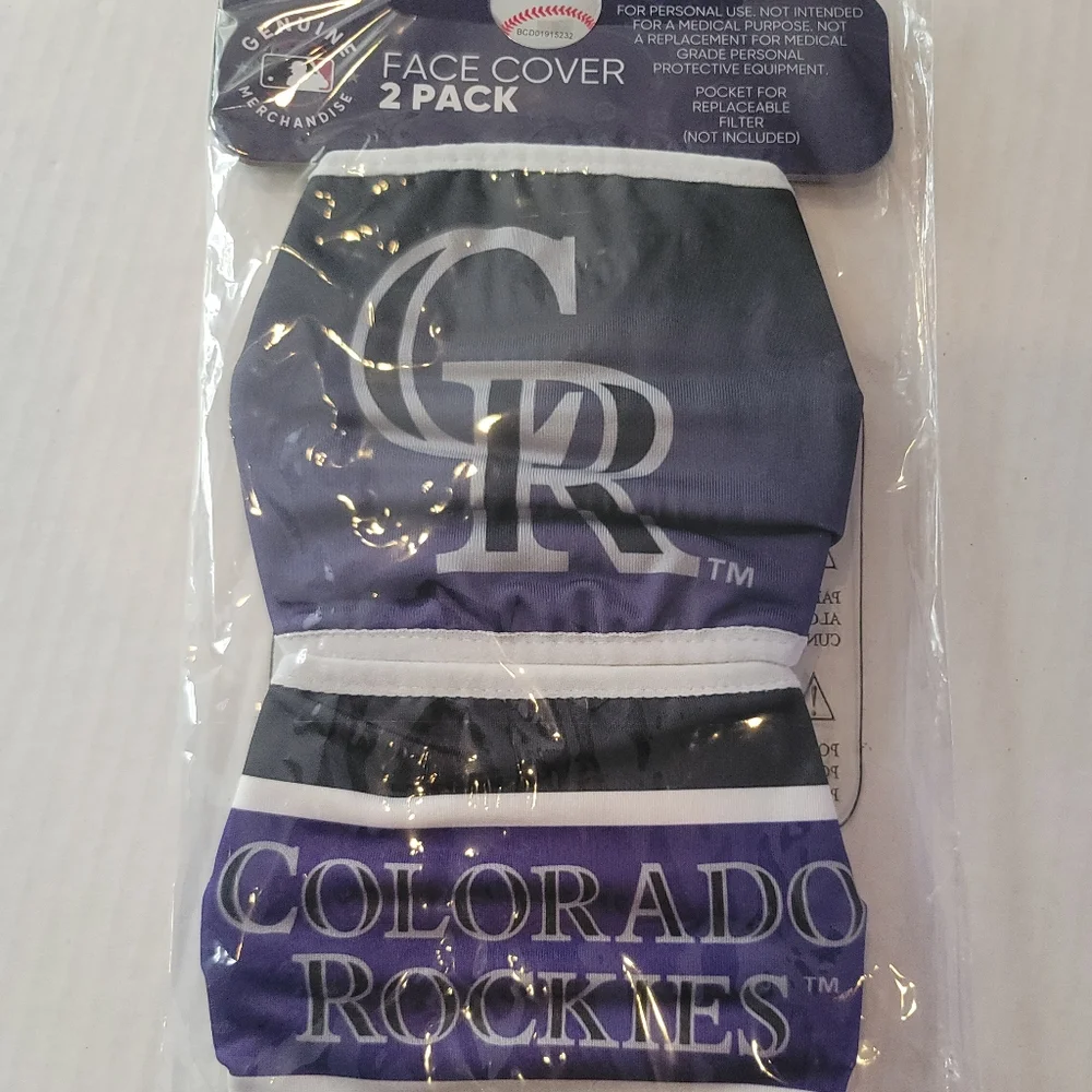 Official Colorado Rockies FOCO Adult Printed Face Mask Covering 2-Pack.
